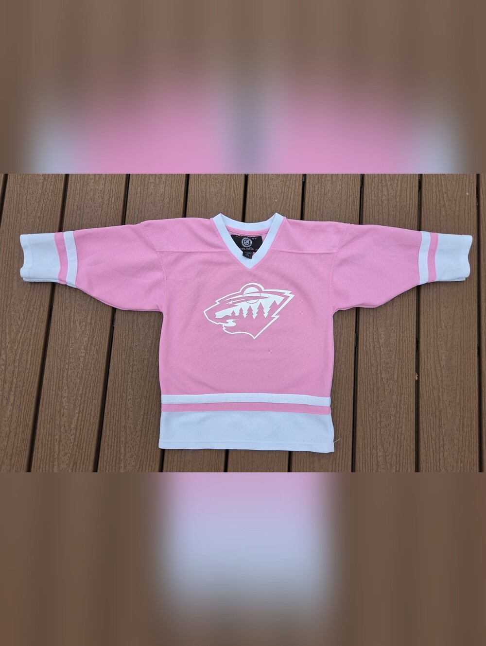 NHL Minnesota Wild jersey Pink White Girls Large 10 12